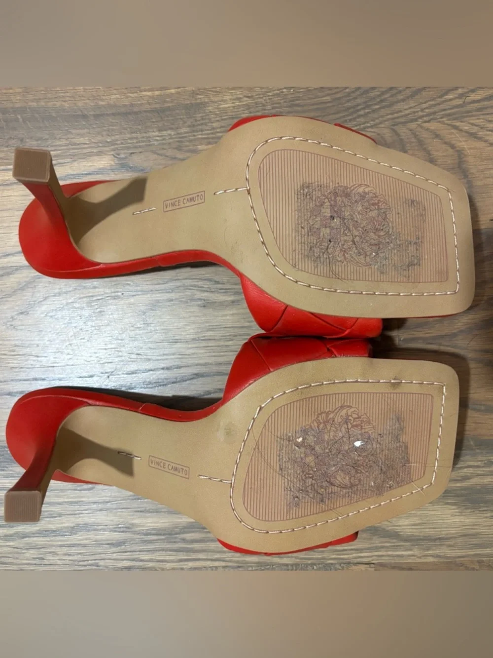 Vince Camuto NWOT Brelanie Braided Strap Sandal Red Mules Size 7 - Picture 11 of 11